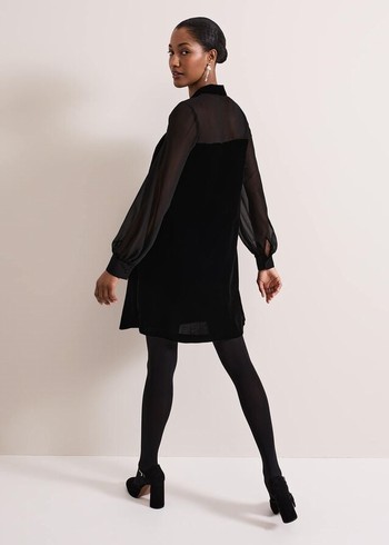 Phase Eight Black Velvet Dress Black Canada | ZJPLQS-903